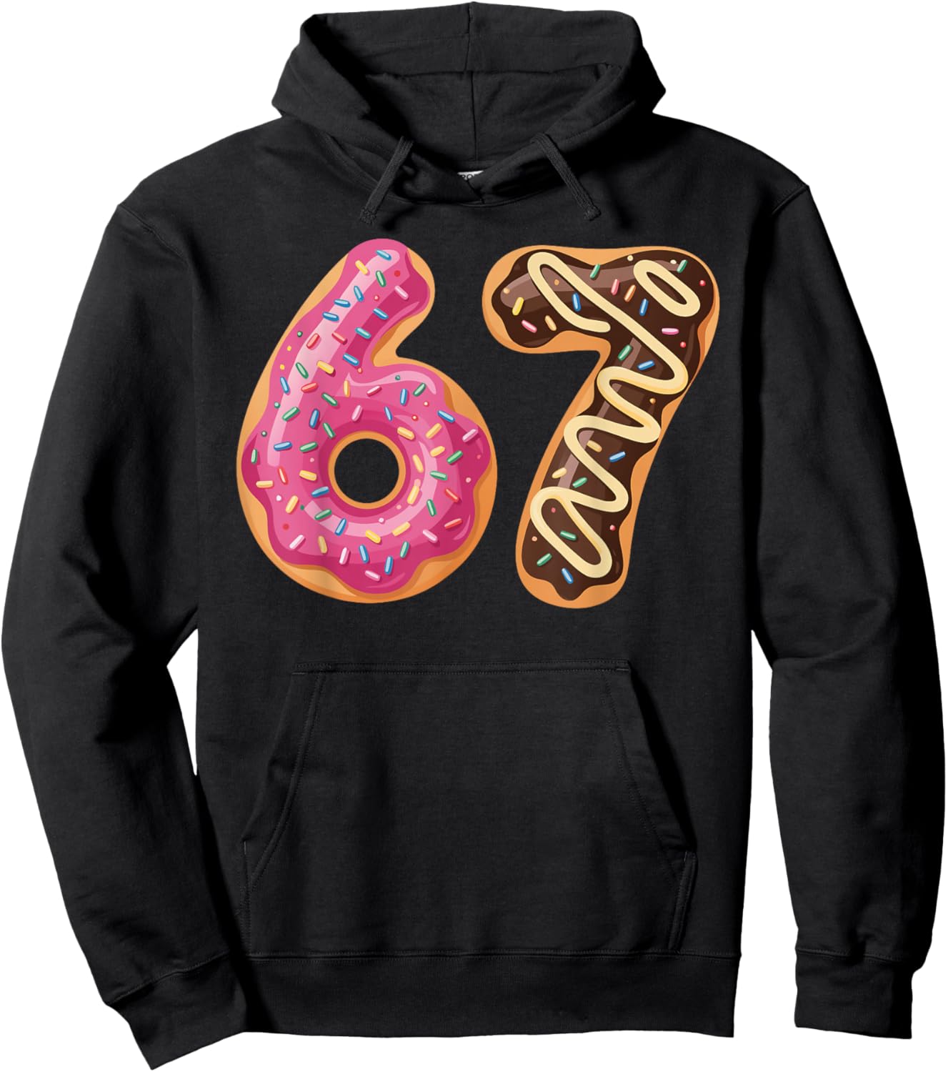 67 Six Seven Donut Meme Funny Sweet Sprinkles Hoodie - Hoodie | Black