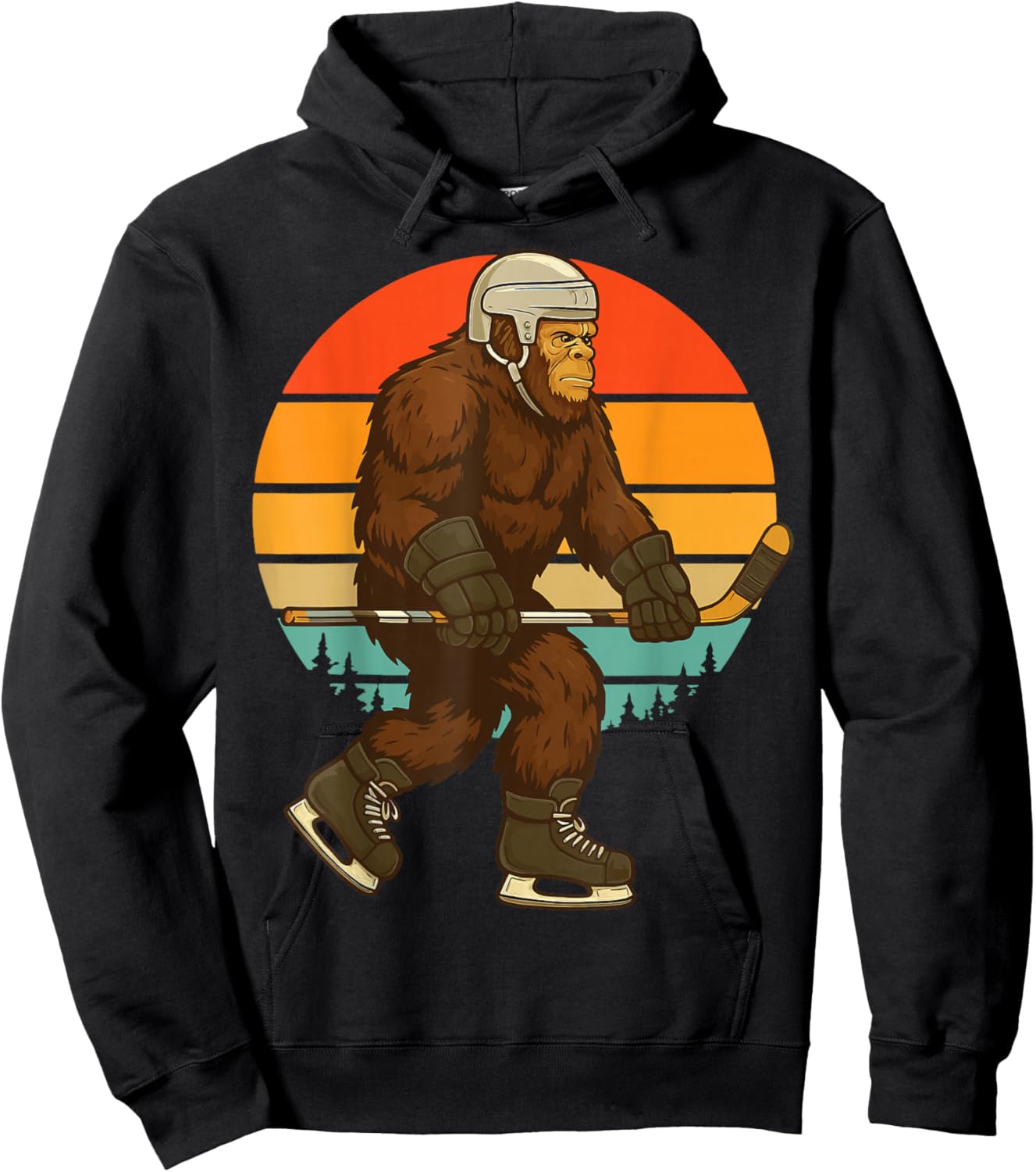 Bigfoot Ice Hockey Retro Hoodie - Hoodie | Black