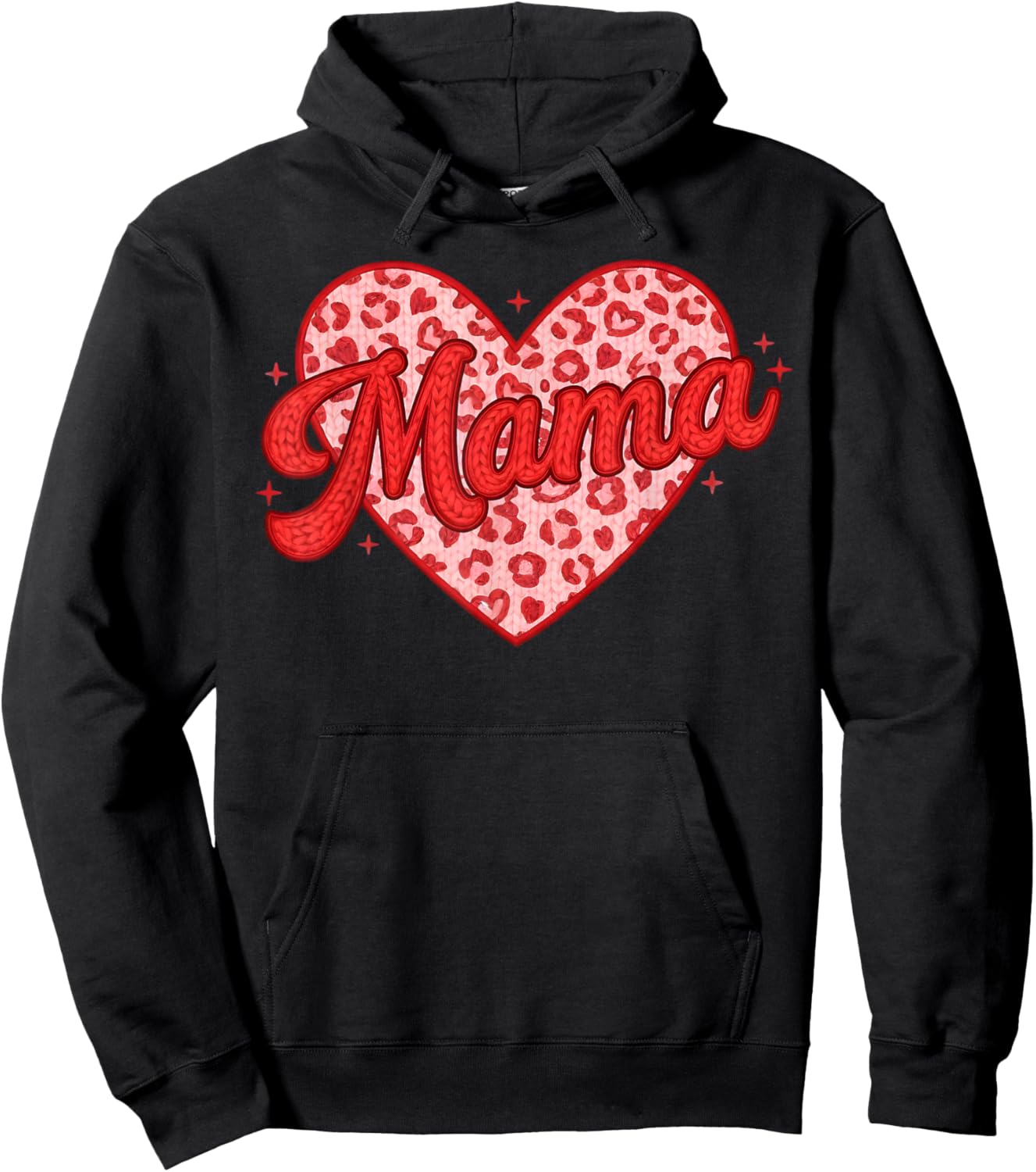 Mama Heart Love Valentine Cute Mom Valentines Day Women Hoodie - Hoodie | Black