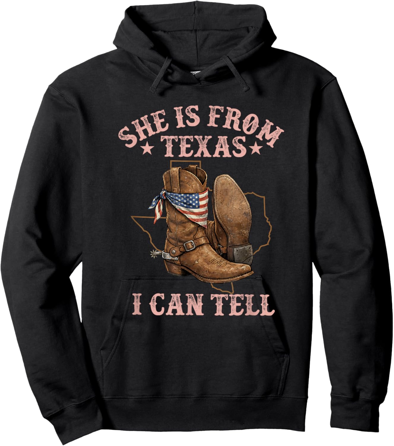 She is from Texas I Can Tell Funny Girl Women Texas Map Flag Hoodie - Hoodie | Black