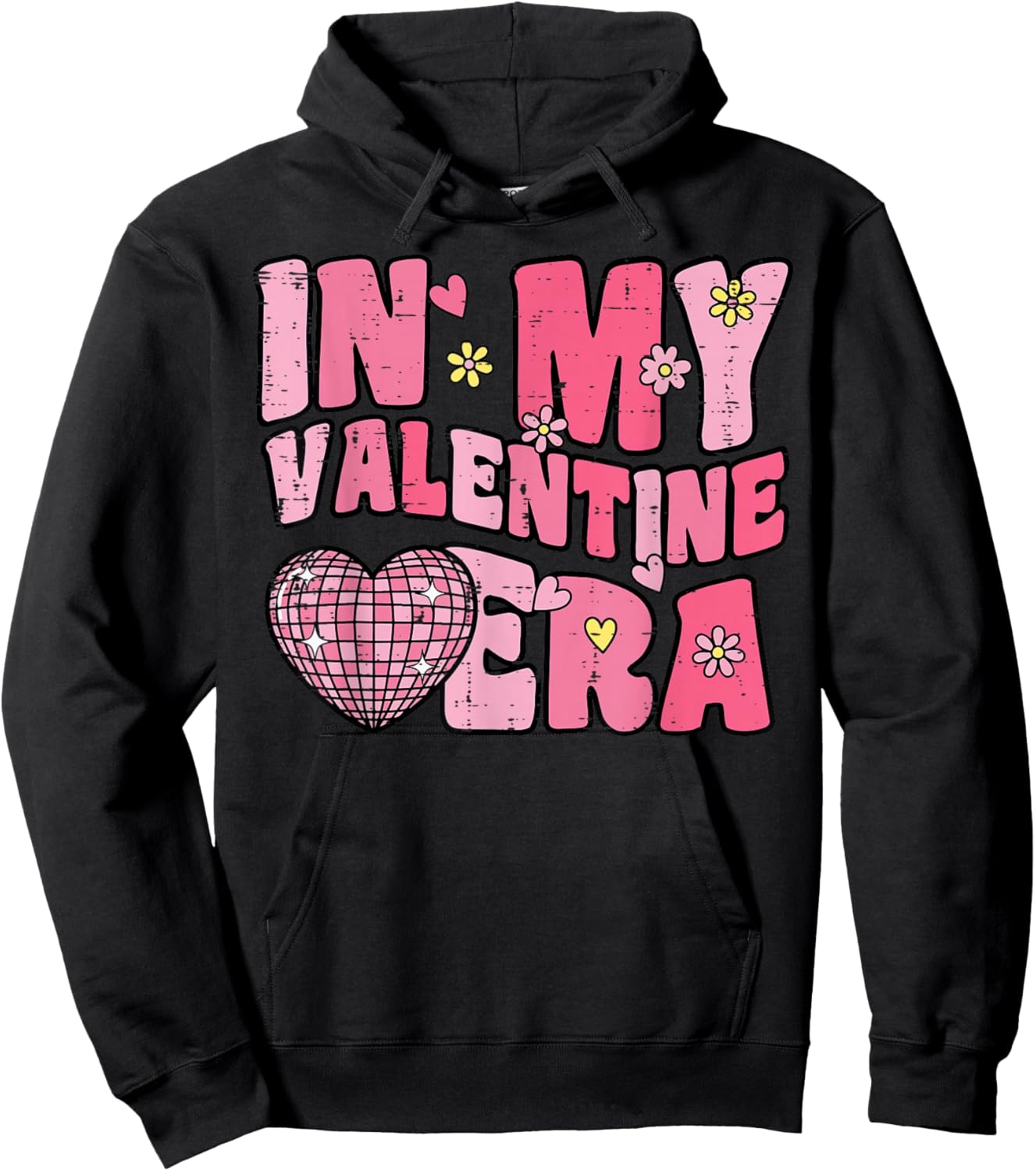 in My Valentine Era Disco Retro Valentine Women Men Kids Hoodie - Hoodie | Black