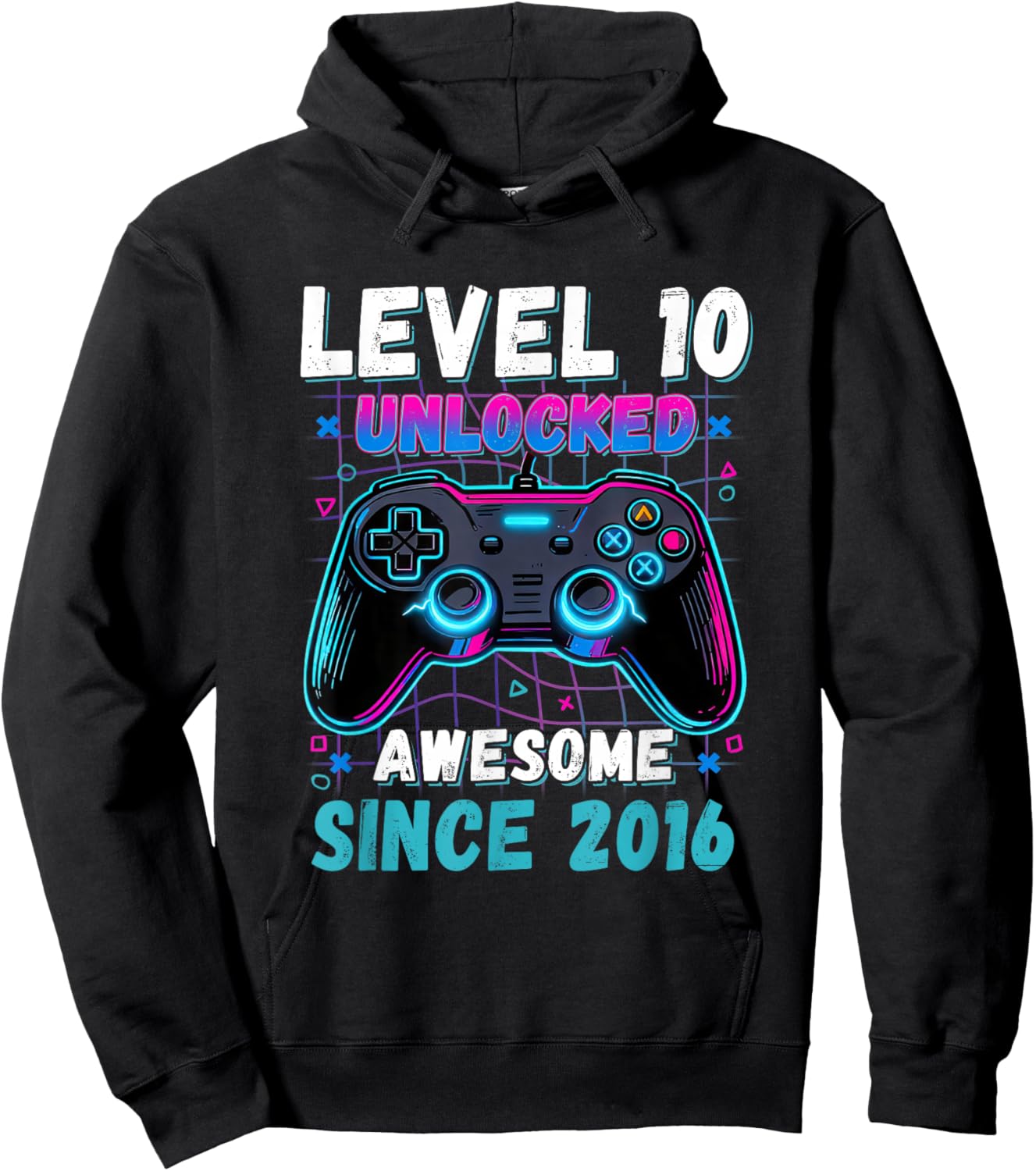 Level 10 Unlocked Awesome Since 2016 10th Birthday Boys Kids Hoodie - Hoodie | Black