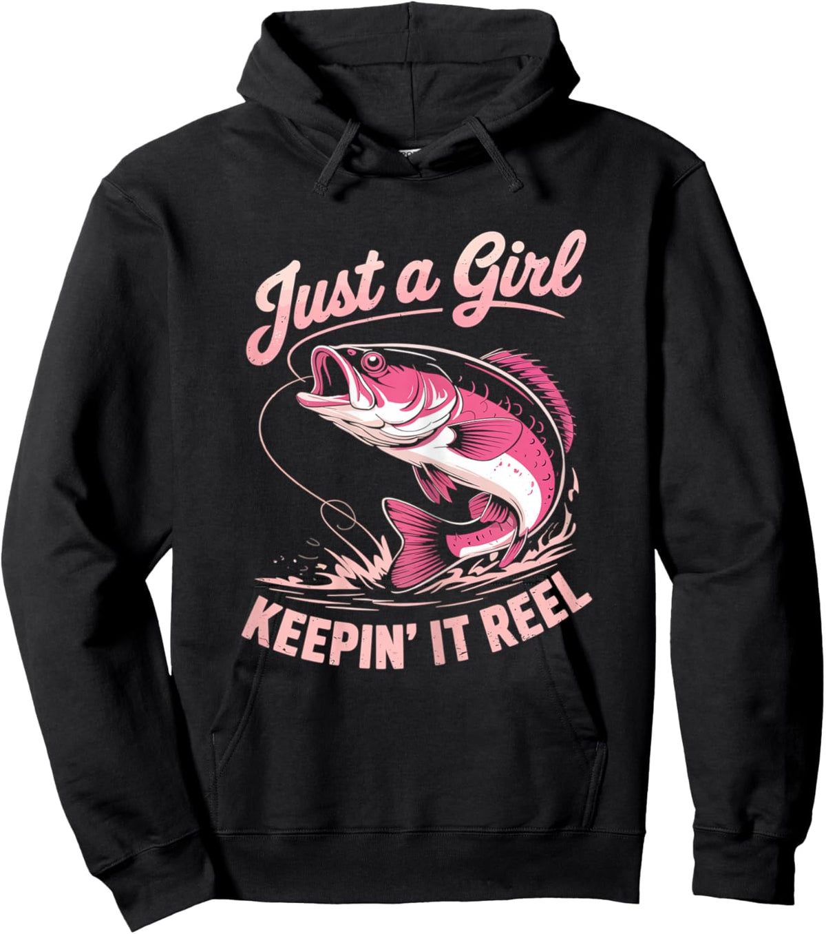 Just a Girl Keeping it Reel Fishing Fisher Girl Hoodie - Hoodie | Black