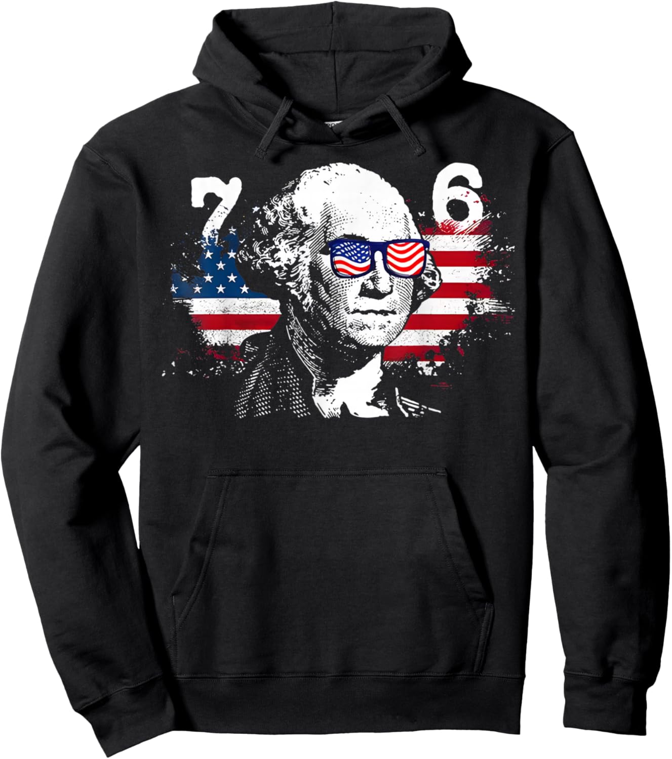 6-7 7-6 George Washington Shirt Six Seven Vintage USA Flag Hoodie - Hoodie | Black