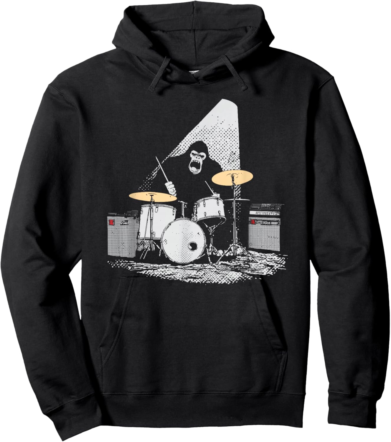 Bigfoot Drummer Retro Drums Hoodie - Hoodie | Black