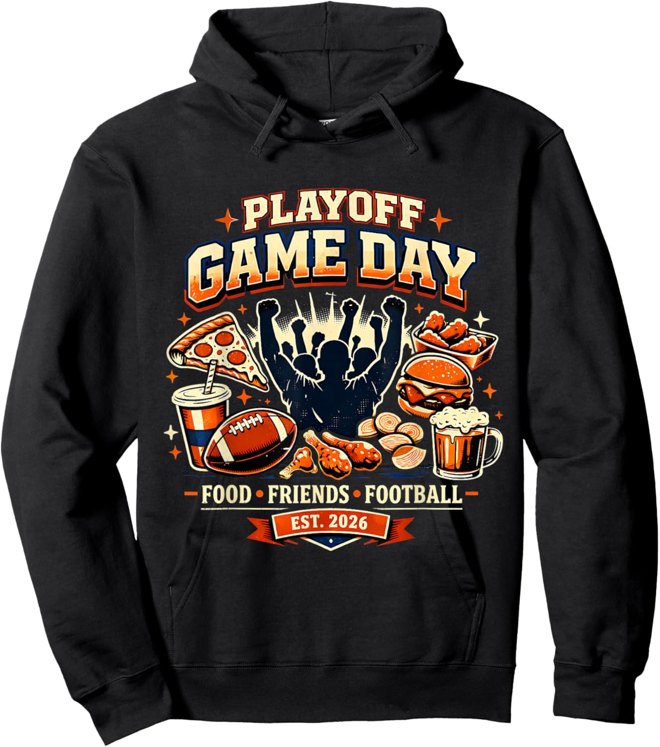 2026 Playoff Game Day Football Friends Snacks Watch Party Hoodie - Hoodie | Black