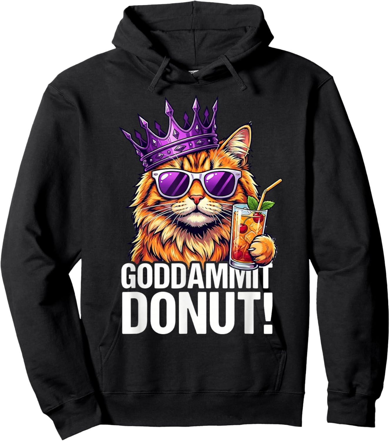 Donut Princess Cat Meme – Kawaii Funny Cartoon Style Hoodie - Hoodie | Black