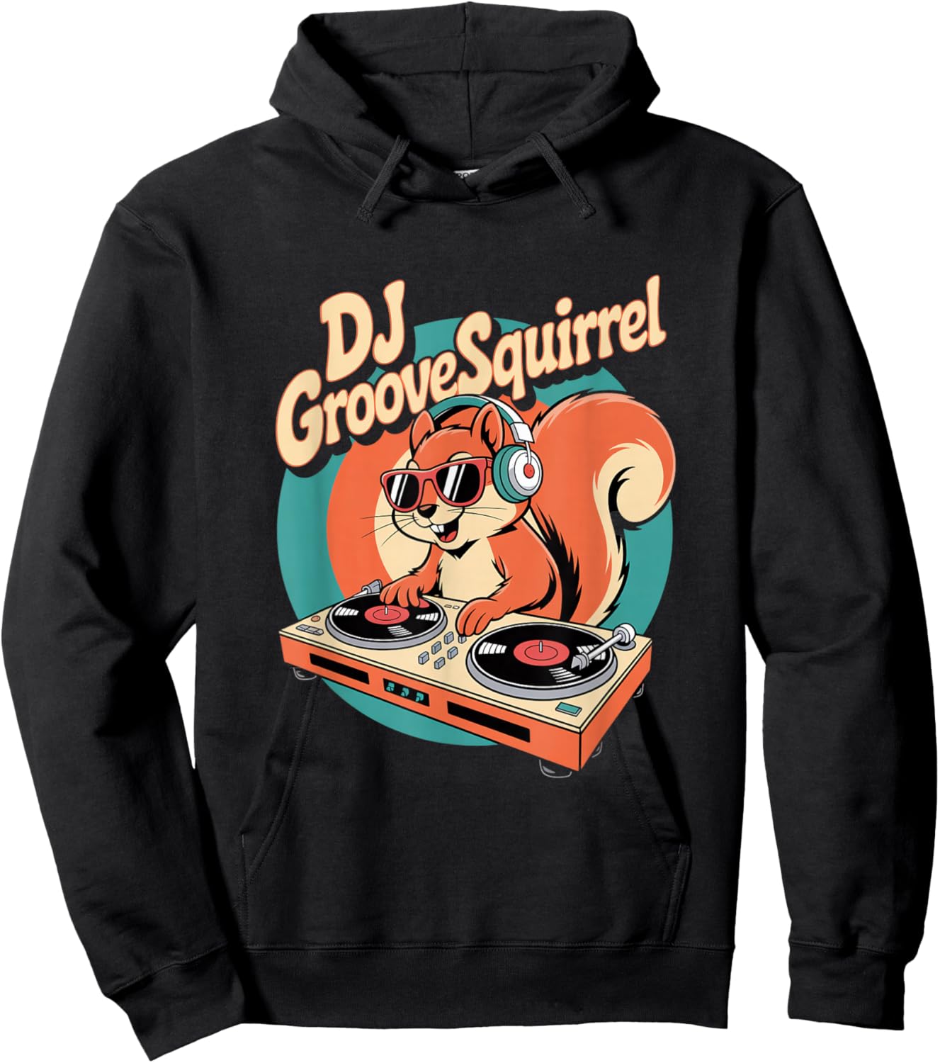 DJ Groove Squirrel Retro Turntable Club Vibes Hoodie - Hoodie | Black