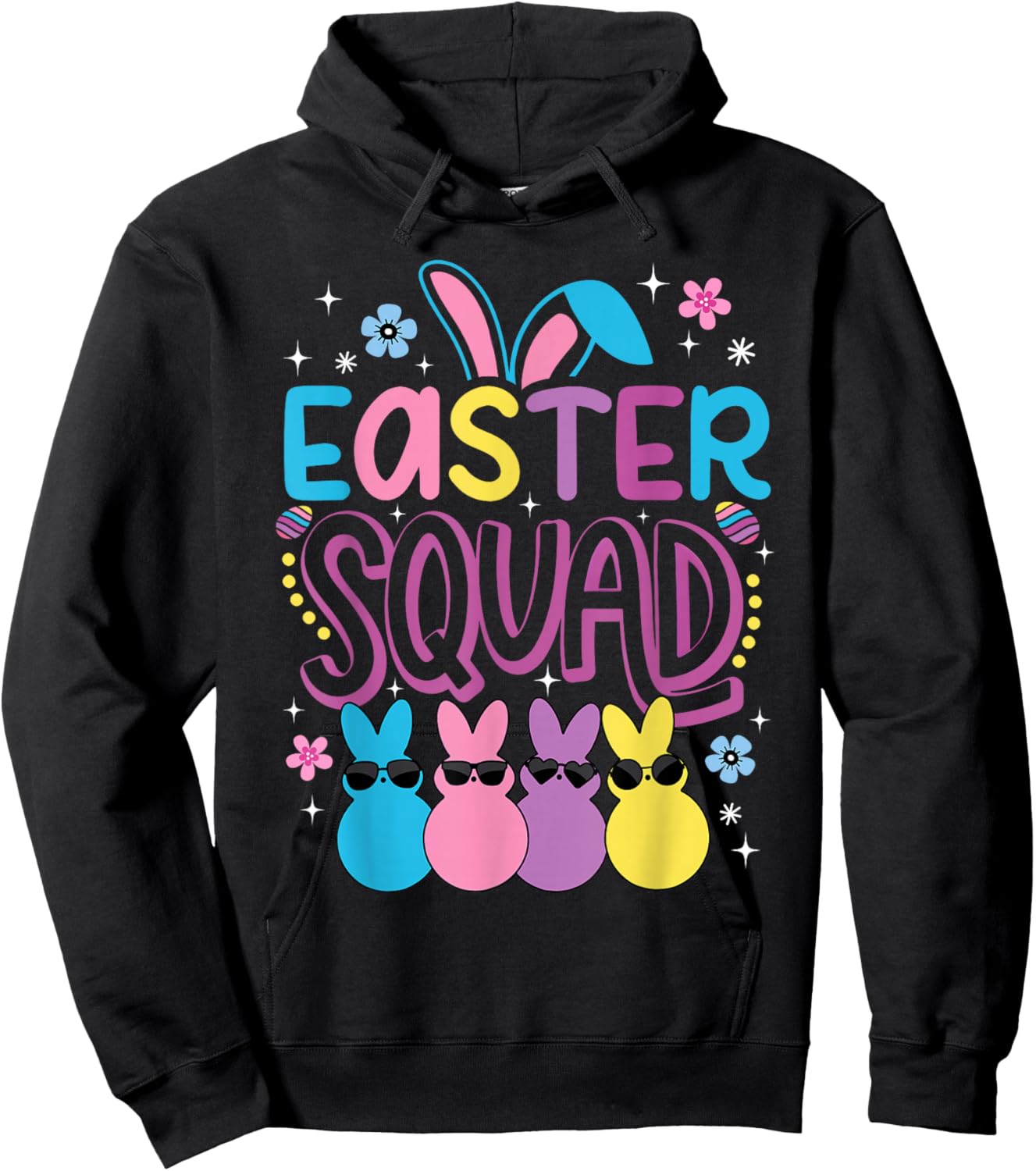 Easter Squad Family Matching Bunny Egg Hunt Group Boy Girl Hoodie - Hoodie | Black