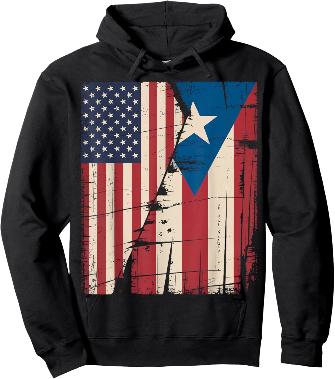 Puerto Rico USA Flag Puerto Rican American Design Hoodie - Hoodie | Black