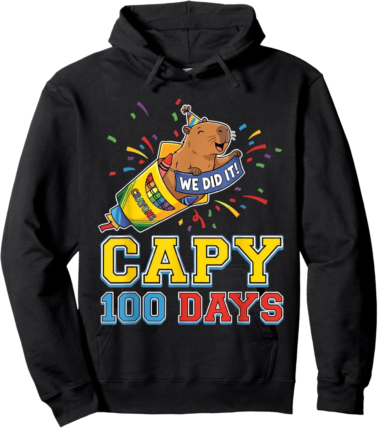 Capy 100th Day of School Cute Capybara Teacher Hoodie - Hoodie | Black
