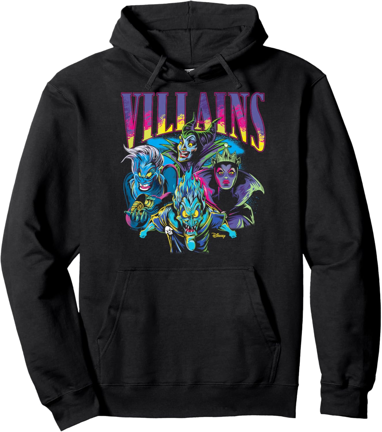 Blacklight Disney Villains Hades Ursula Maleficent Queen Hoodie - Hoodie | Black
