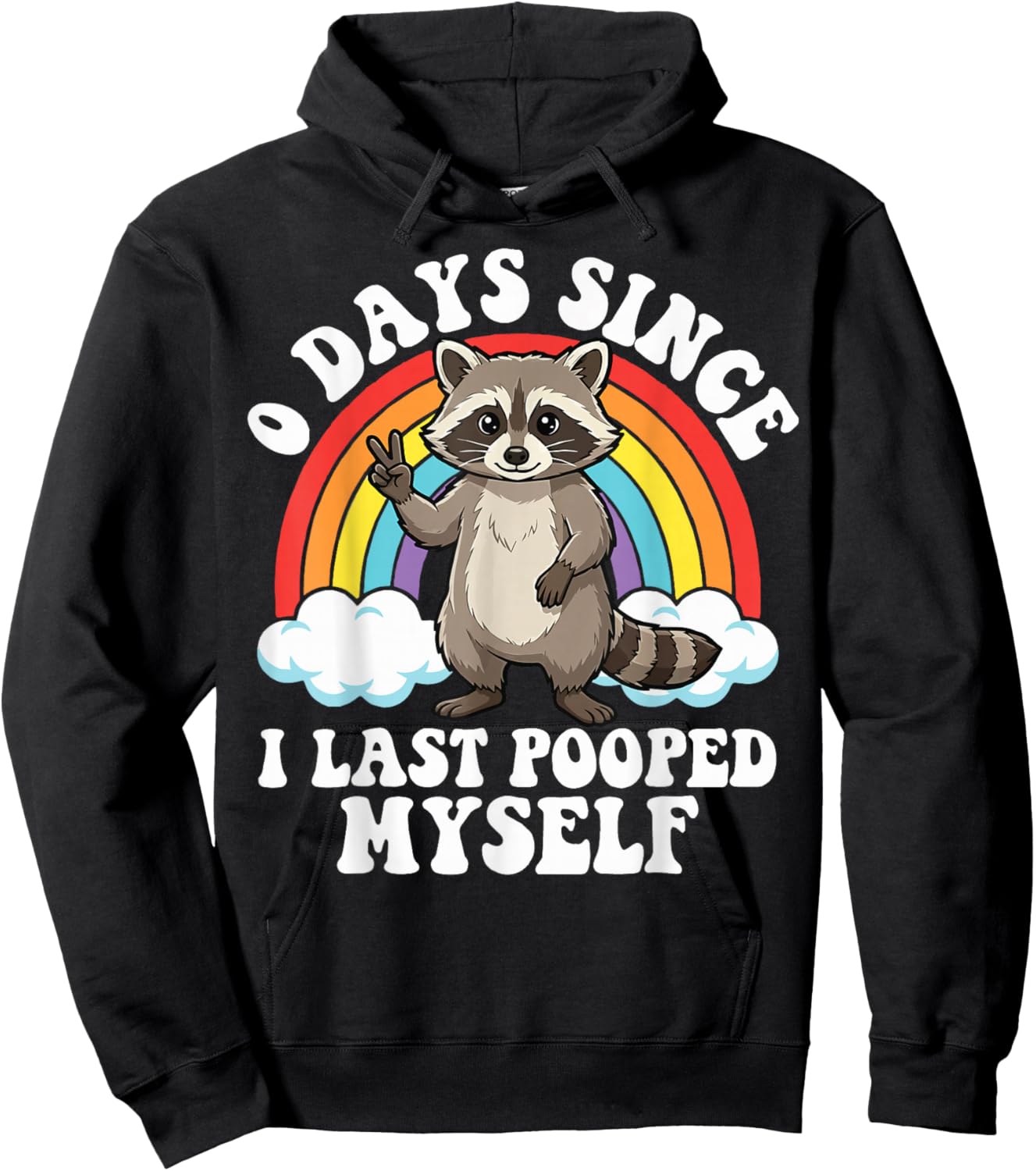 0 Days Since I Last Pooped Myself Raccoon Hoodie - Hoodie | Black