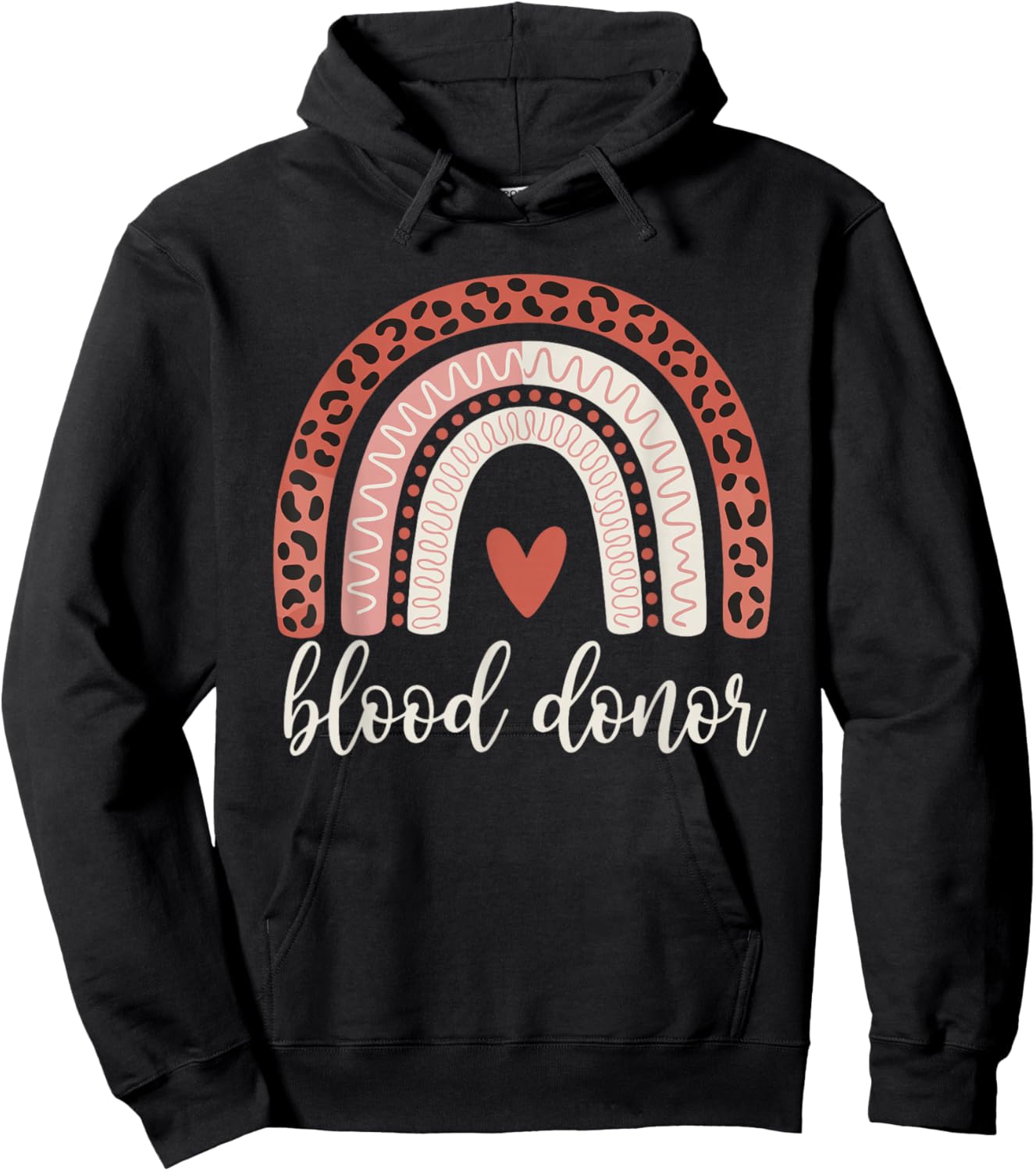 Leopard Rainbow Blood Donation Donor Support Awareness Hoodie - Hoodie | Black