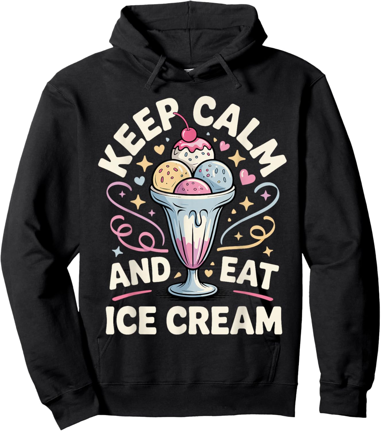 Funny Ice Cream Art Women Kids Dessert Ice Cream Fan Hoodie - Hoodie | Black