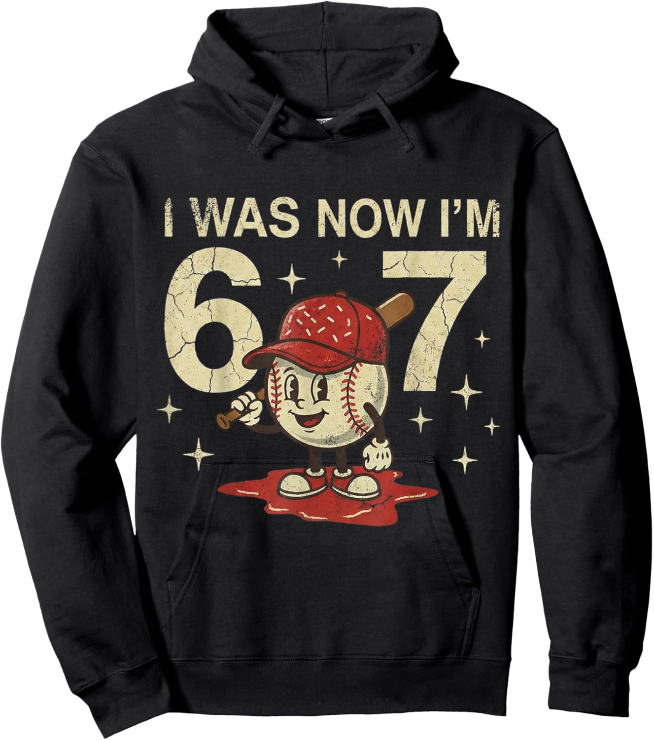 I was 6 Now I'm 7 Year Old Birthday 67 Baseball 7th Birthday Hoodie - Hoodie | Black