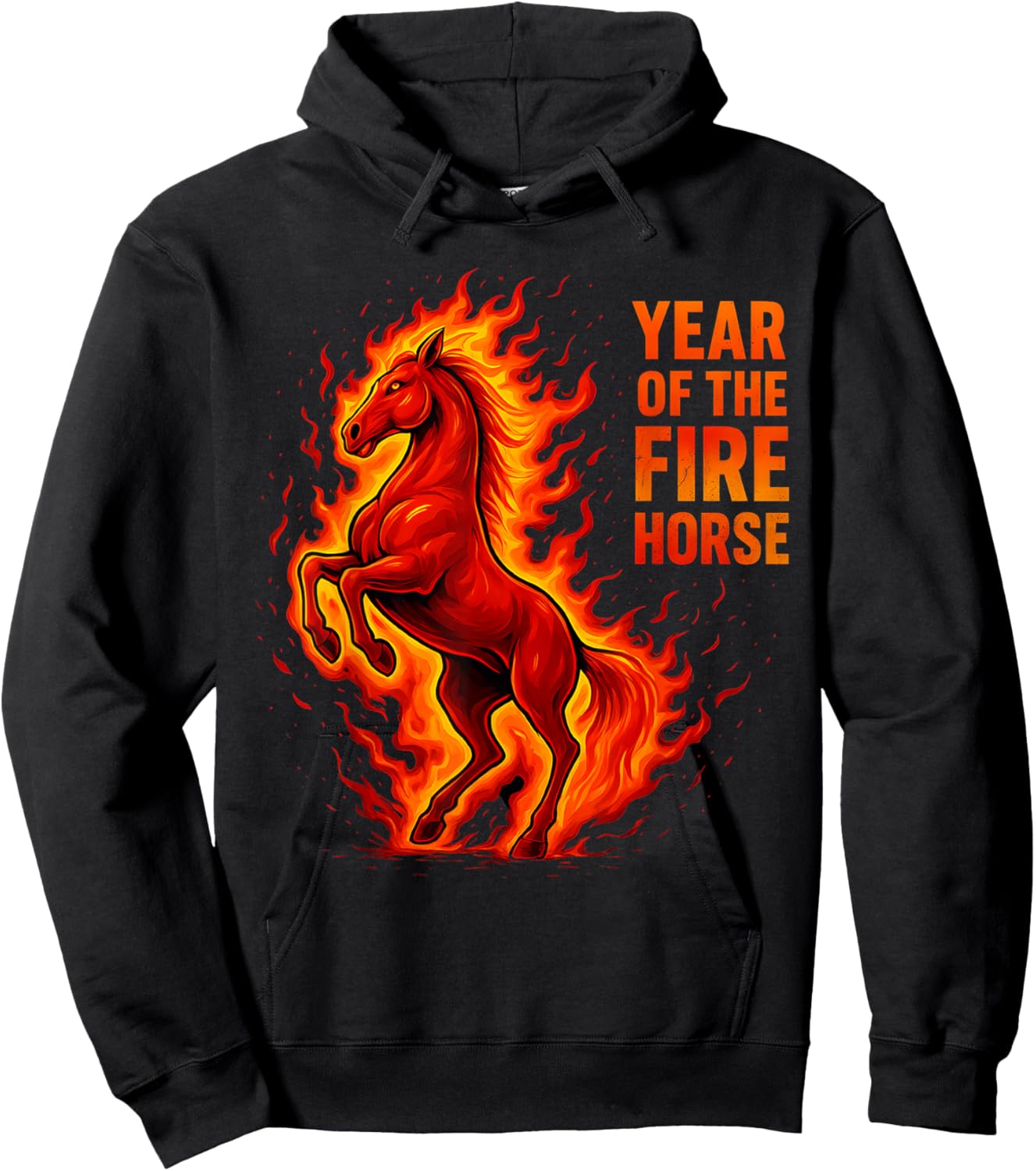 Year of The Fire Horse Happy Chinese Lunar New Year 2026 Hoodie - Hoodie | Black