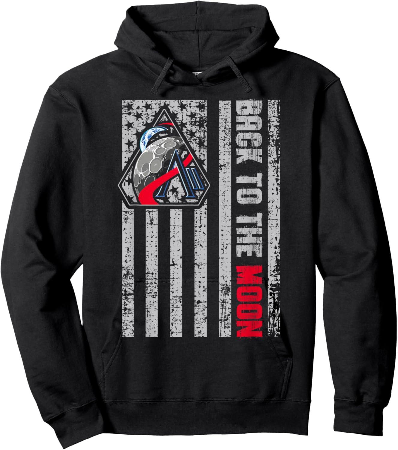 Artemis II Patch Us Flag Back to The Moon Patriotic Hoodie - Hoodie | Black