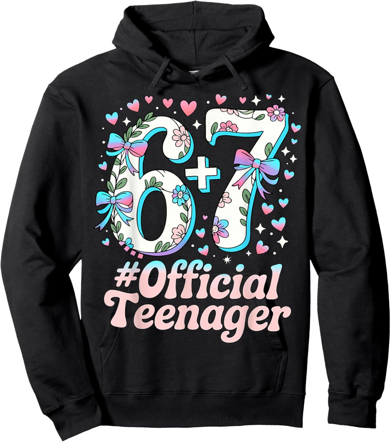 13 Years Official Teenager Cute 13th Birthday Six Seven Hoodie - Hoodie | Black