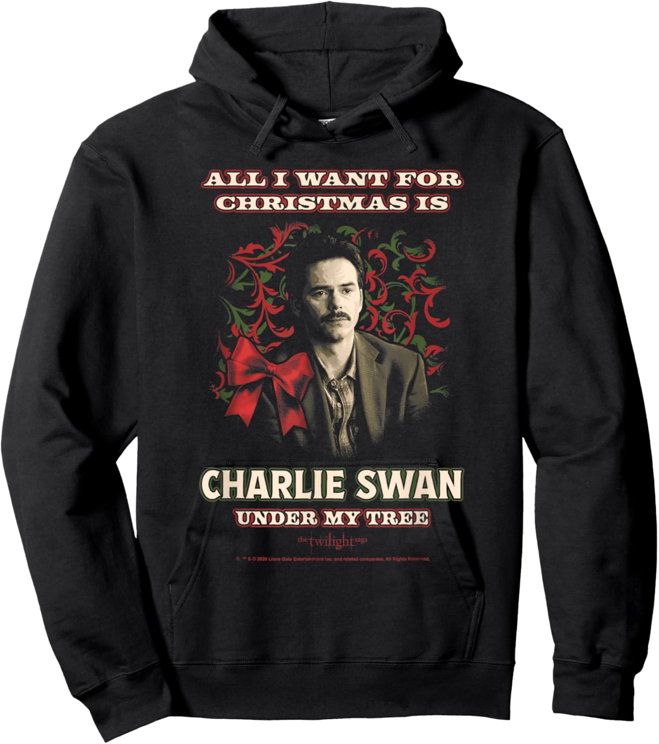 Twilight All I Want for Christmas is Charlie Swan Movie Hoodie - Hoodie | Black