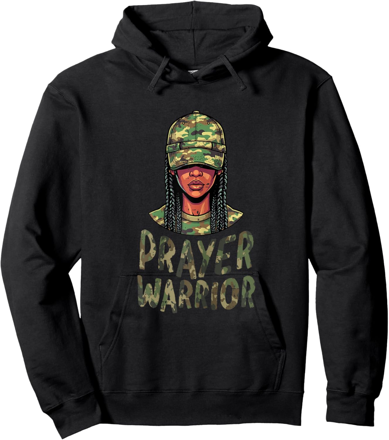 Christian Camo Woman Prayer Warrior Jesus Women Girls Kids Hoodie - Hoodie | Black