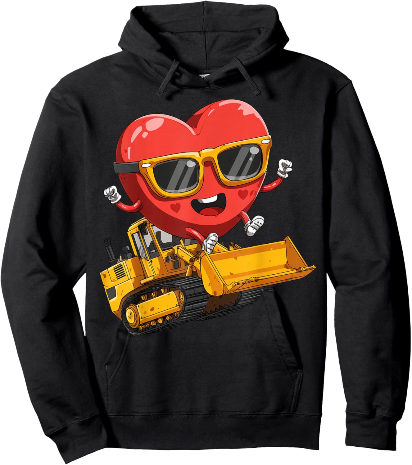 Bulldozer Heart Construction Truck HEO Valentine's Day Hoodie - Hoodie | Black