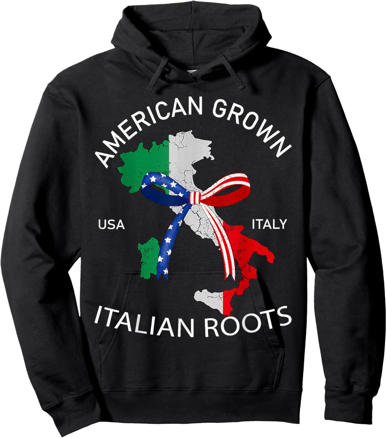 Italian Roots American Grown Coquette Bow Map Flag Women Hoodie - Hoodie | Black