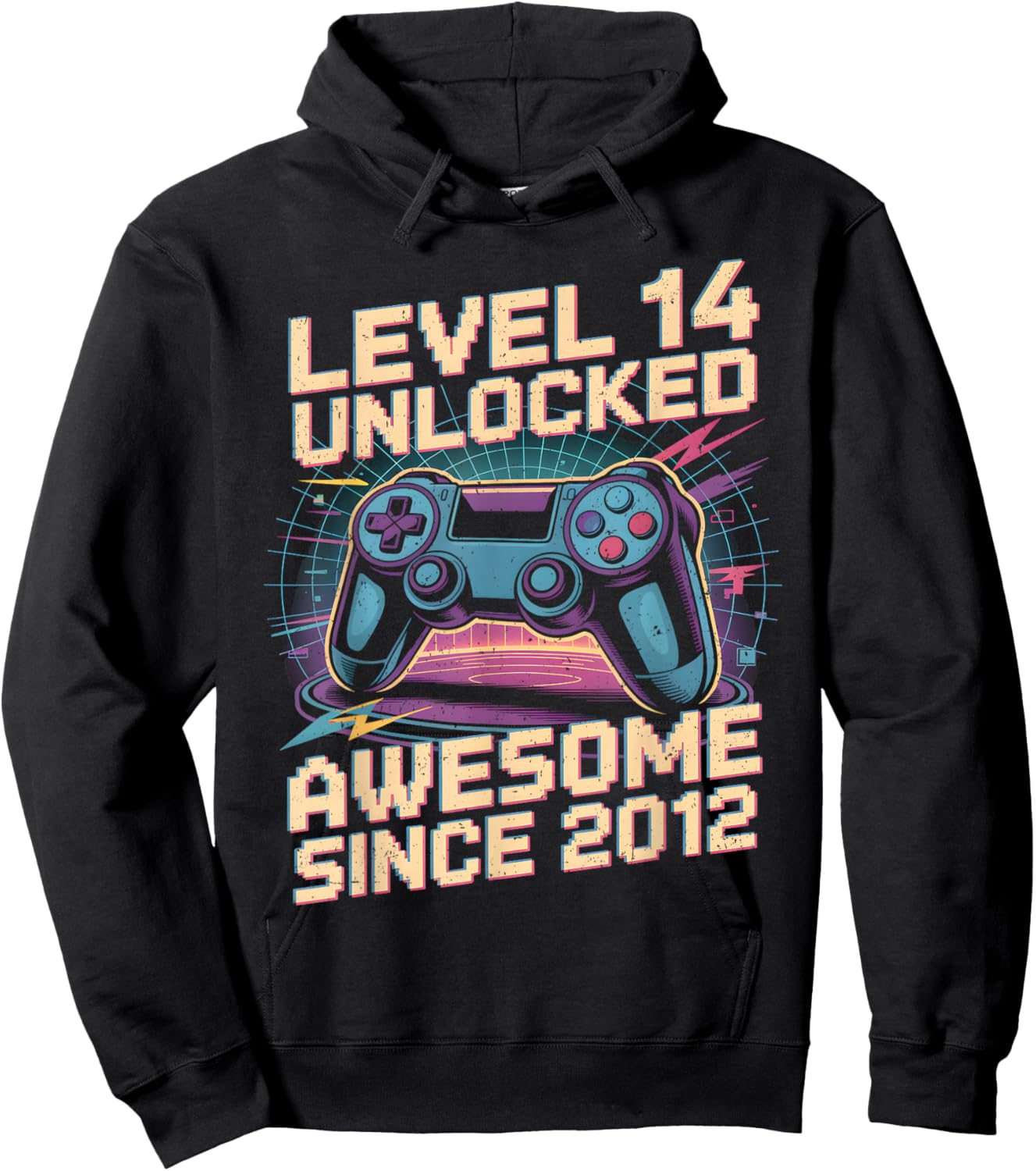 14 Year Old Boy Level 14 Gamer 2012 14th Birthday Party Gift Hoodie - Hoodie | Black