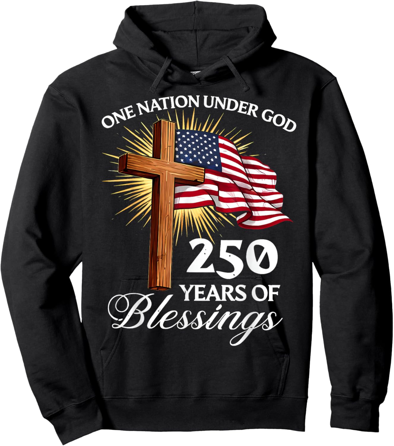 One Nation Under God 250 Years 250th Anniversary USA Men Hoodie - Hoodie | Black