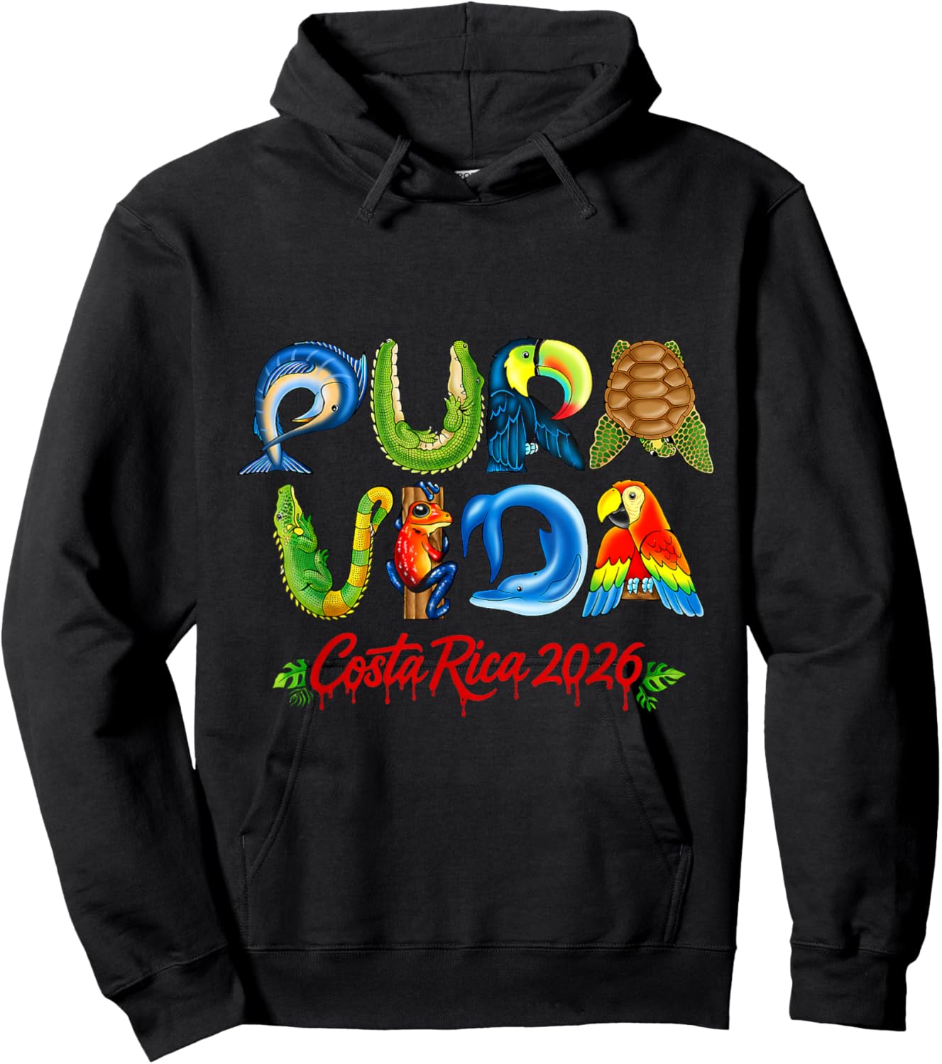 Pura Vida Costa Rica Central America Travel Souvenir 2026 Hoodie - Hoodie | Black