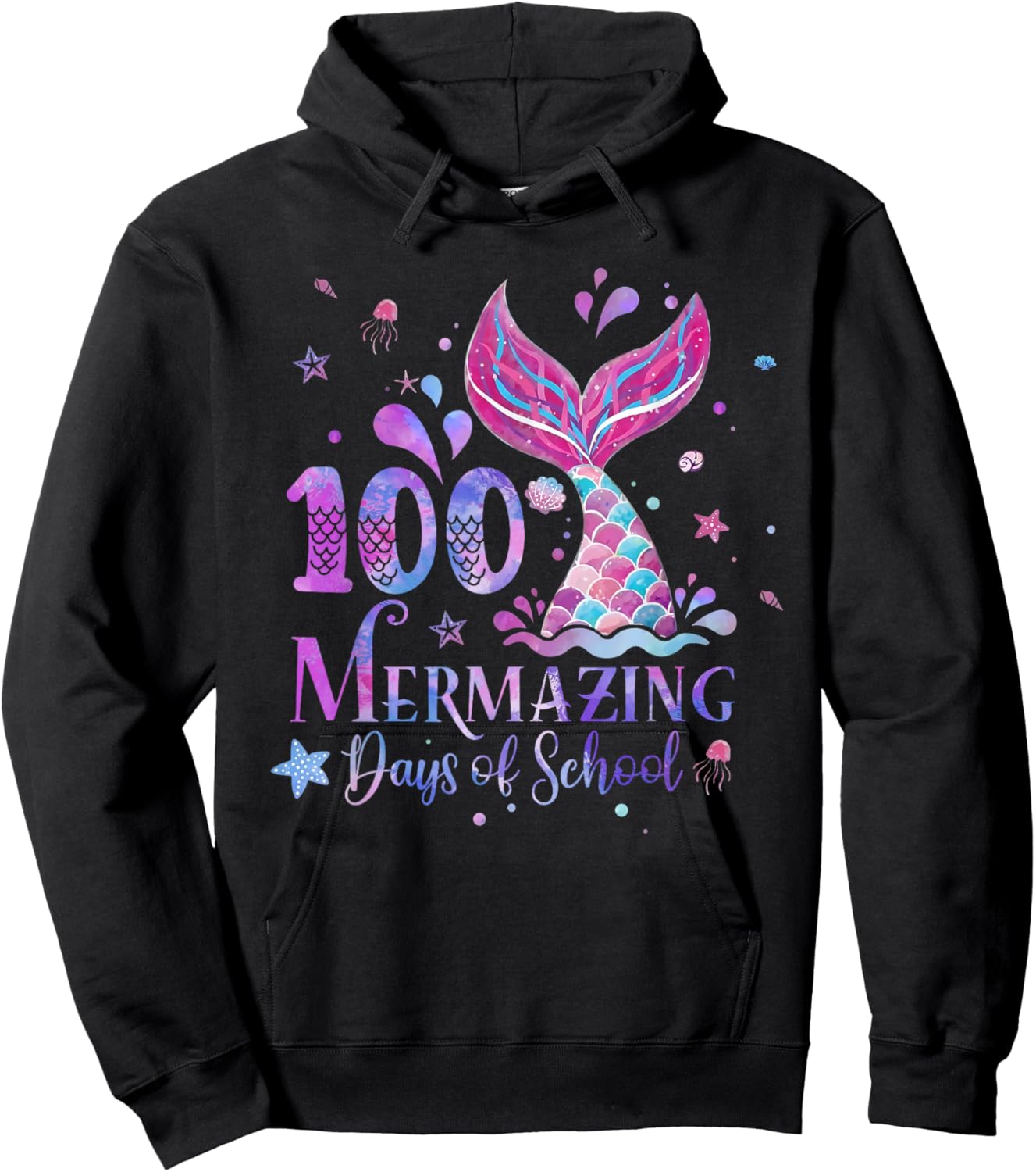 100 Mermazing Days of School Mermaid 100th Day Girls Kids Hoodie - Hoodie | Black