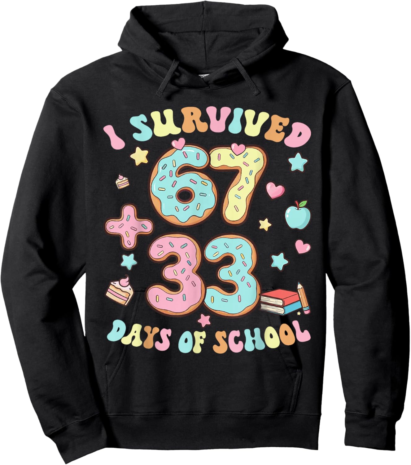 I Survived 67 33 Days of School for Girl Boys Kids 100th Day Hoodie - Hoodie | Black