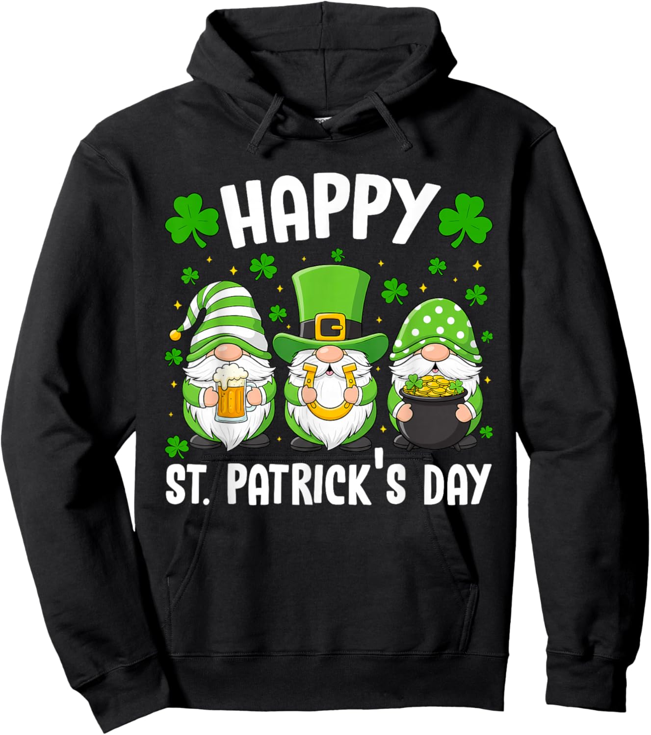 Irish Gnome Green St Patricks Day Women Saint Patricks Girls Hoodie - Hoodie | Black