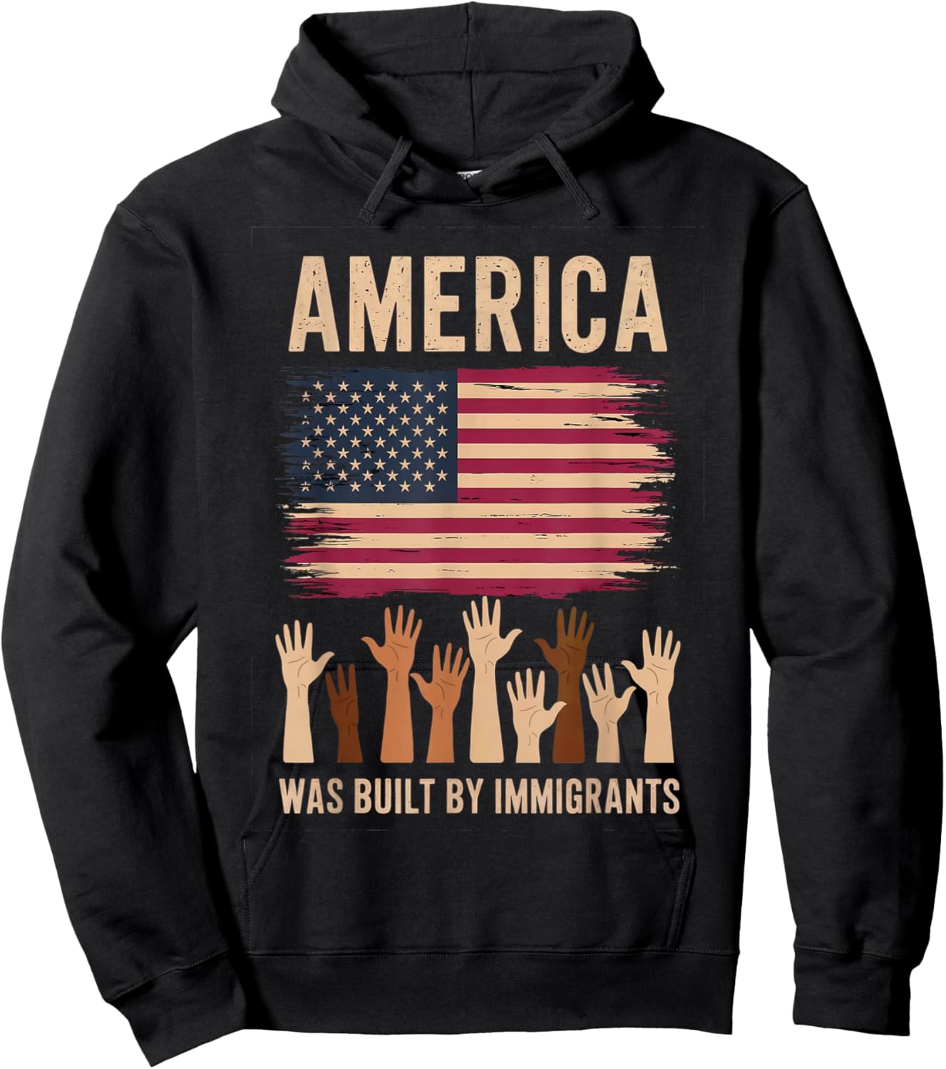 America was Built by Immigrants Diversity Immigration Rights Hoodie - Hoodie | Black