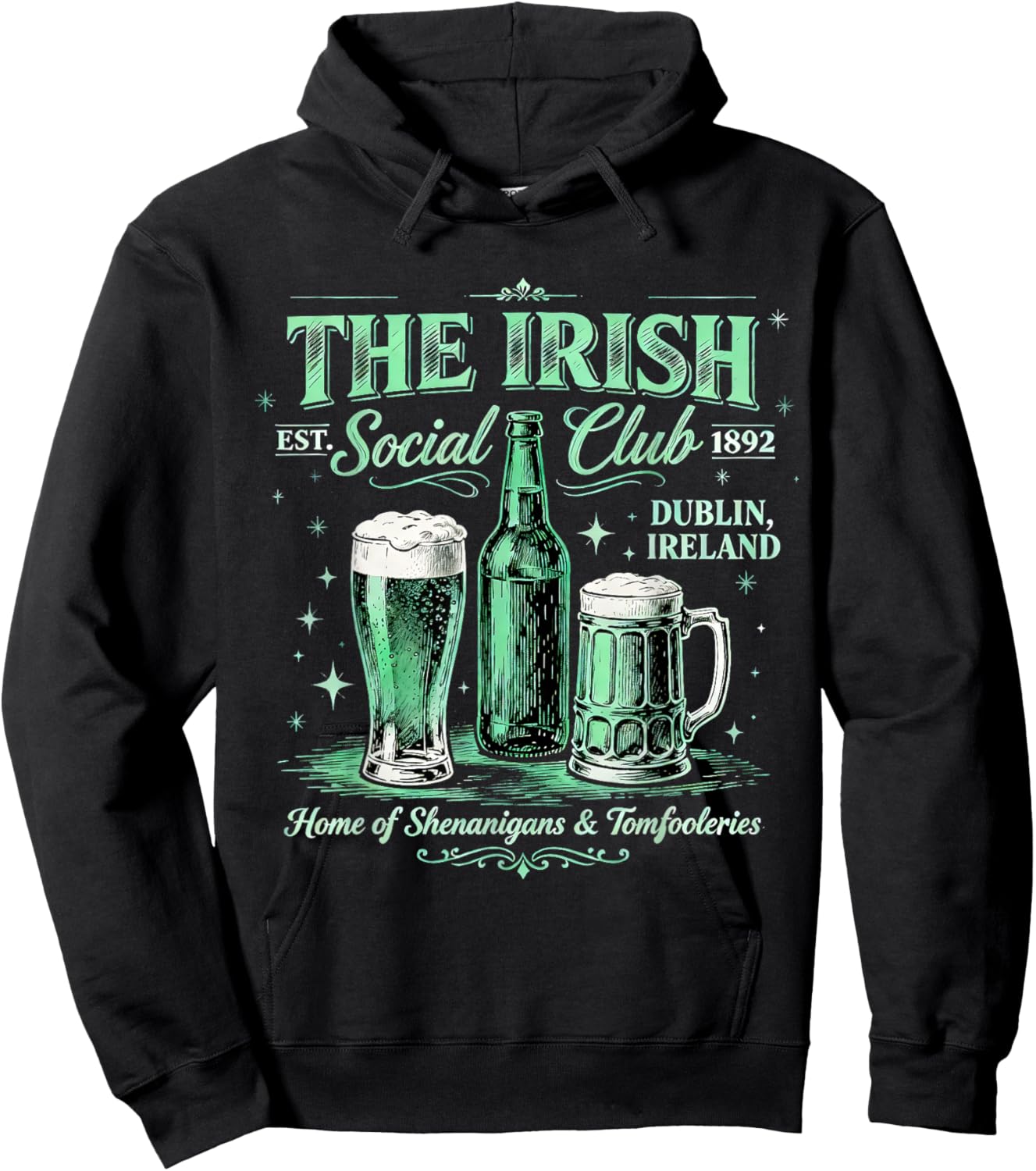 The Irish Social Club Vintage Drinking Team St Patrick's Day Hoodie - Hoodie | Black