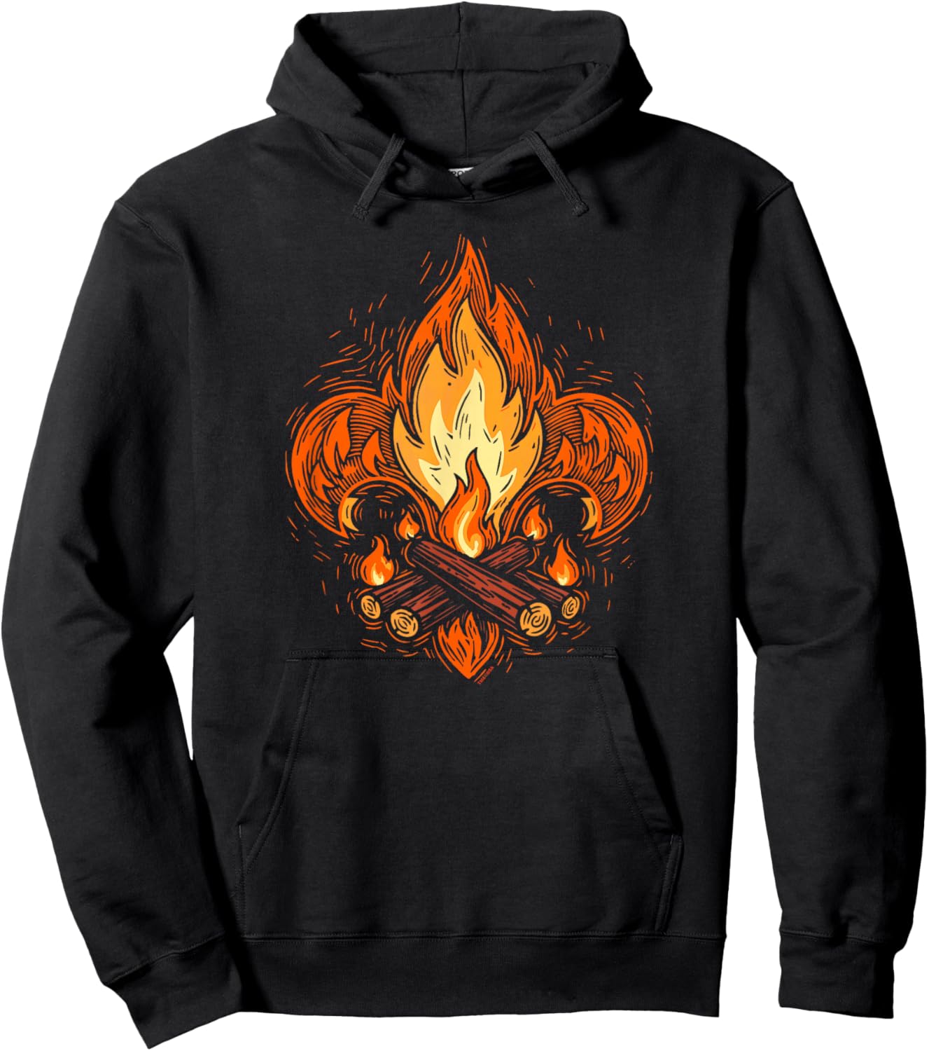 Campfire Fleur-De-Lis Abstract Scouting Logo Art Hoodie - Hoodie | Black