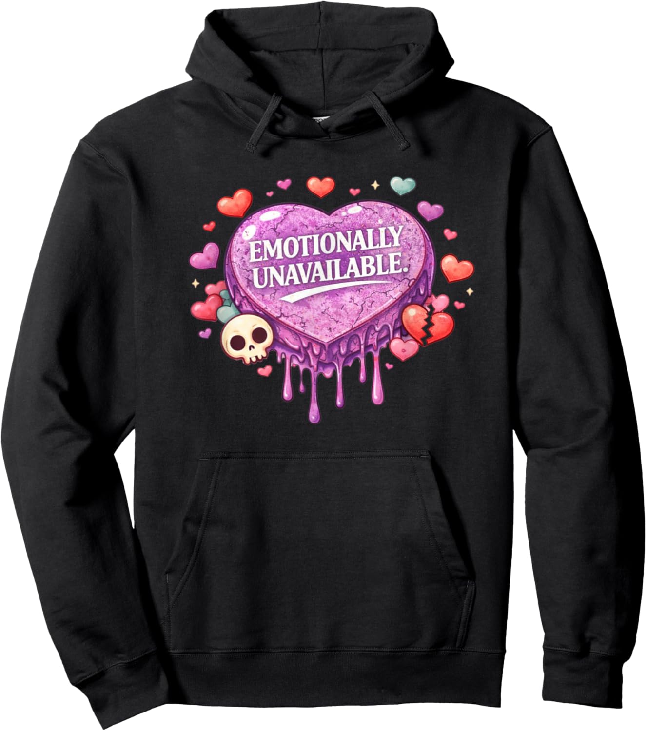 Emotionally Emo Unavailable Funny Emo Saying Valentine's Hoodie - Hoodie | Black
