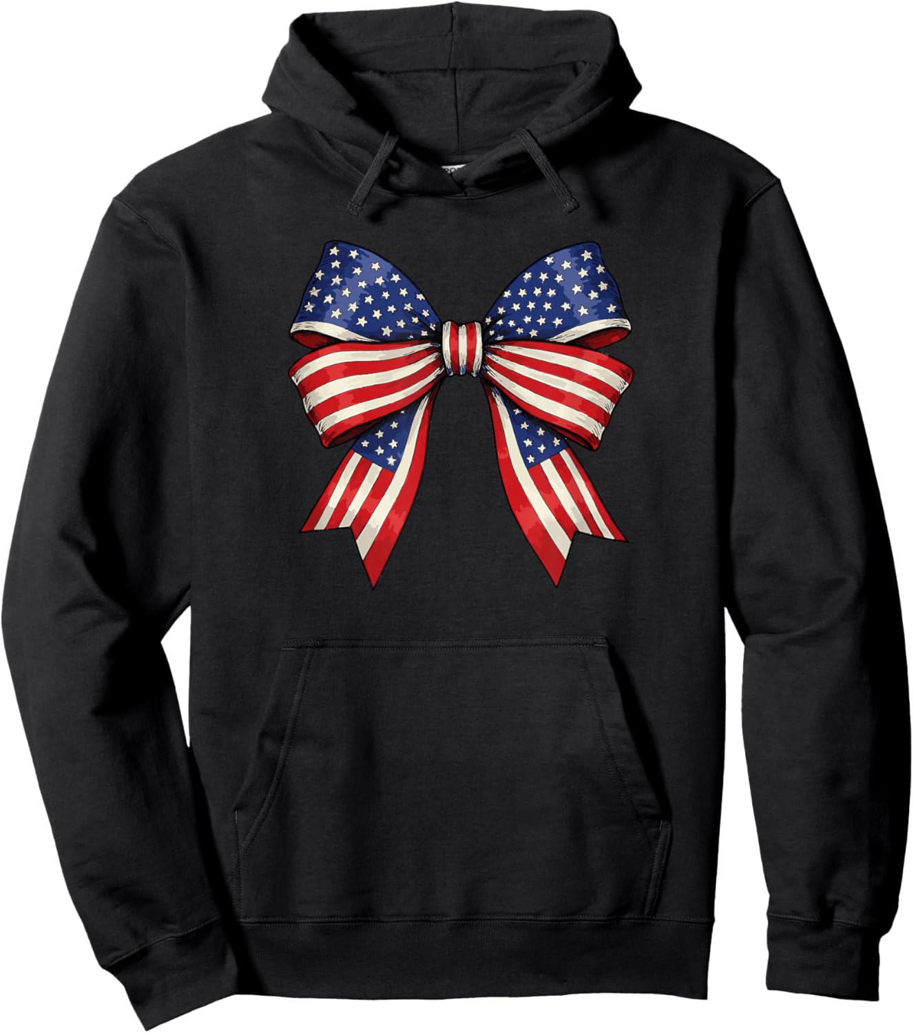 USA Patriotic Red White and Blue Bow Design Hoodie - Hoodie | Black
