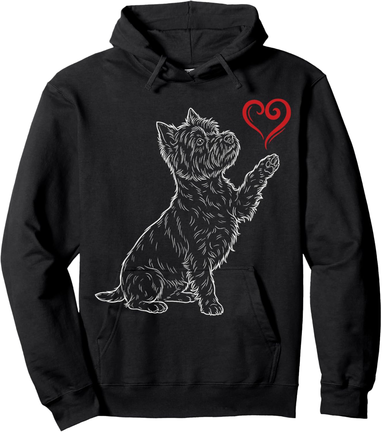 West Highland White Terrier Dog Art Holding Heart Valentines Hoodie - Hoodie | Black