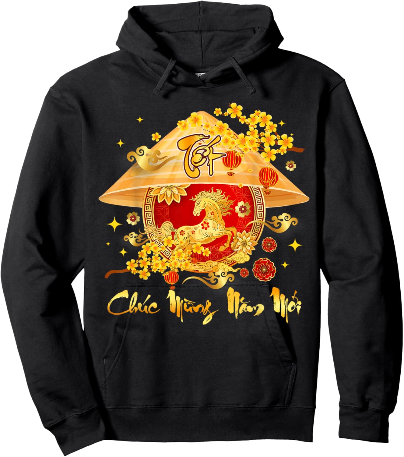 TET 2026 Year of The Horse Vietnamese Lunar New Year 2026 Hoodie - Hoodie | Black