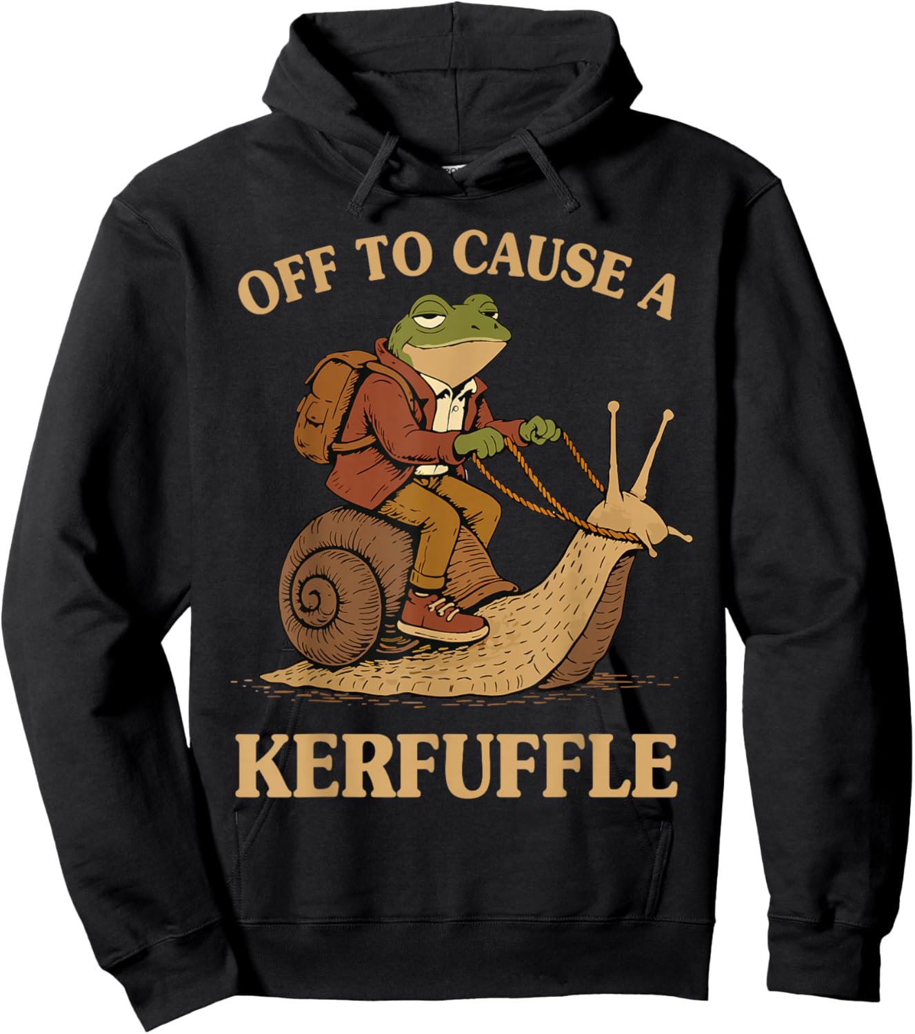 Off to Cause A Kerfuffle Frog Funny Weirdcore Sayings Unique Hoodie - Hoodie | Black