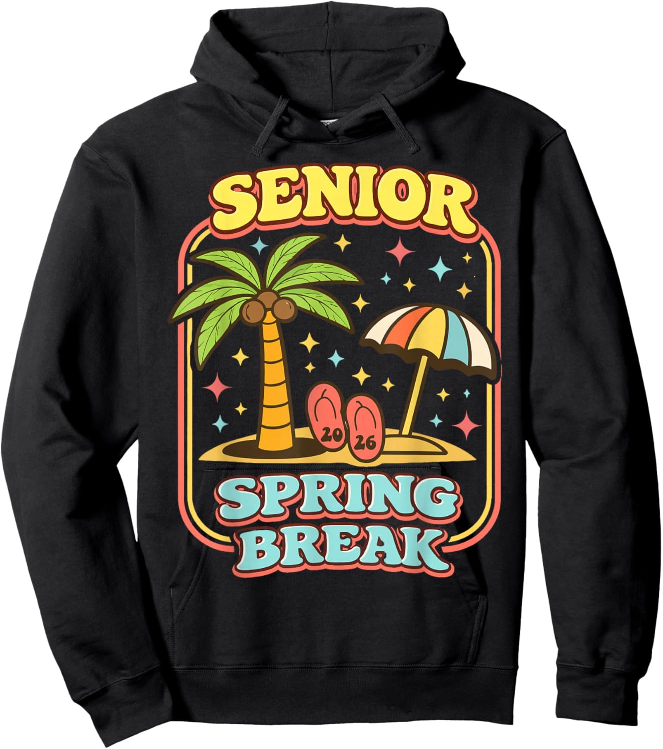 Vintage Senior Spring Break 2026 Tropical Summer Vacation Hoodie - Hoodie | Black