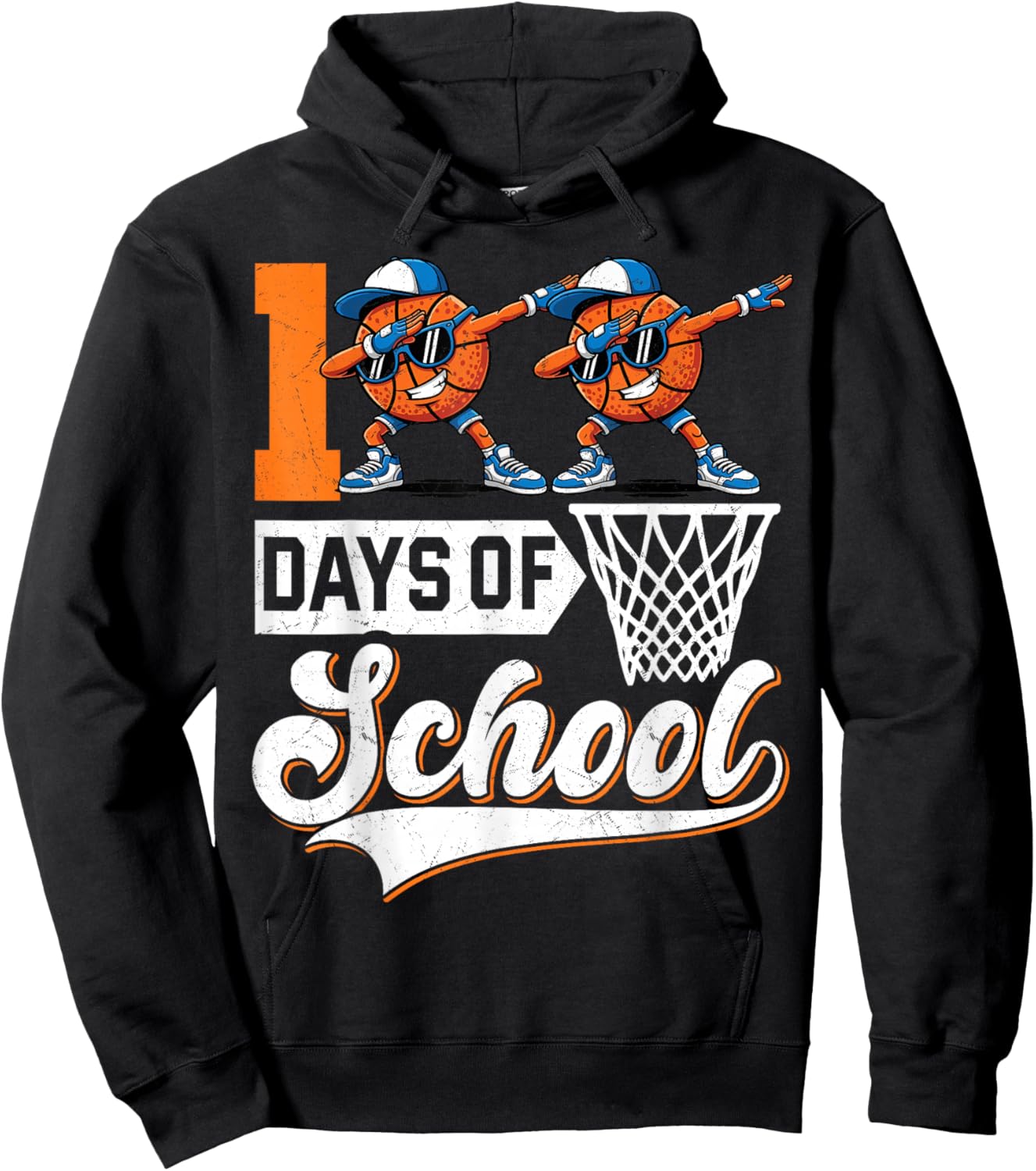 Kids 100 Days of School Boys 100th Day of School Basketball Hoodie - Hoodie | Black