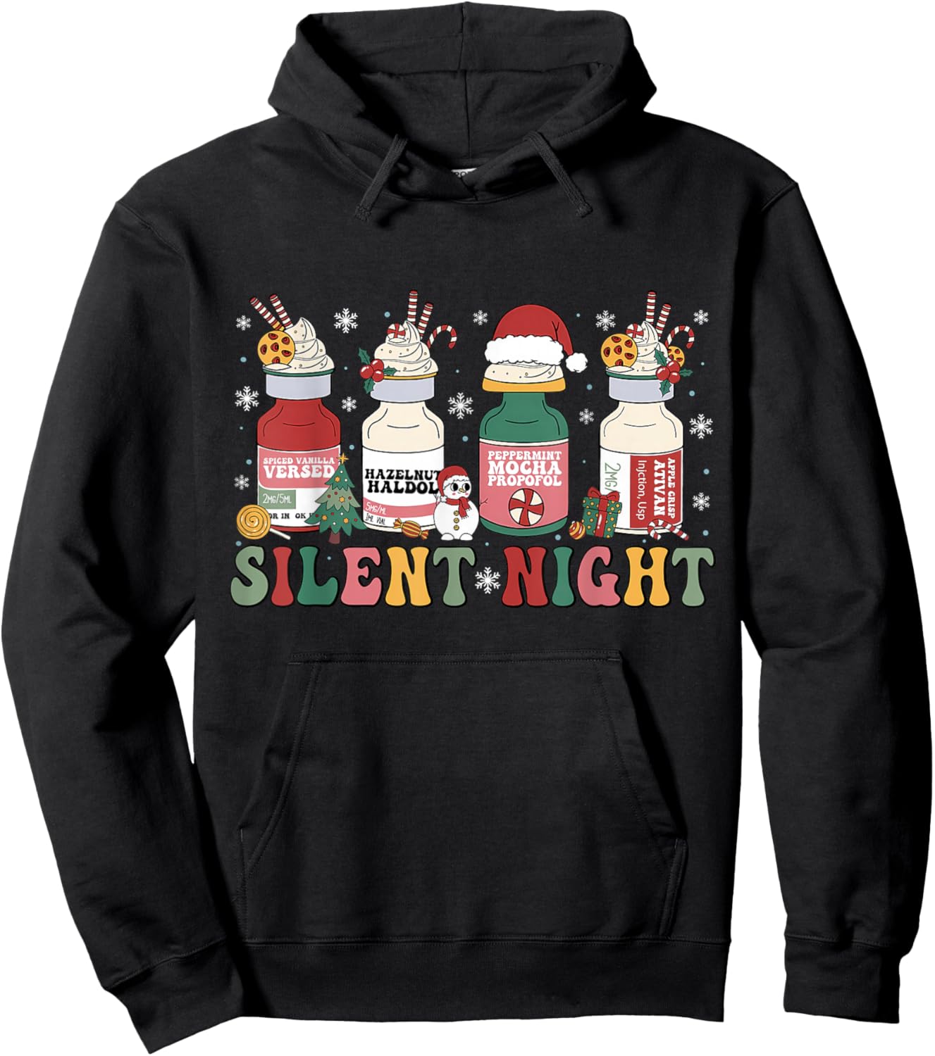 Funny Santa Propofol Silent Night ICU Nurses Merry Christmas Hoodie - Hoodie | Black