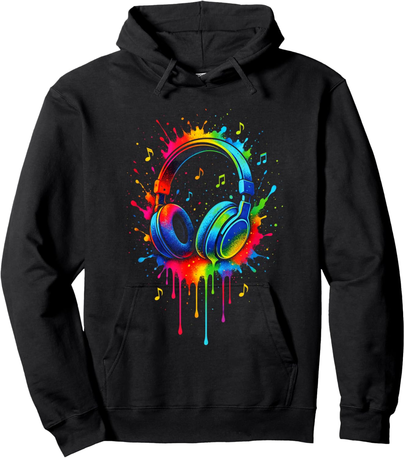 Headphones - Music Splash Art Hoodie - Hoodie | Black