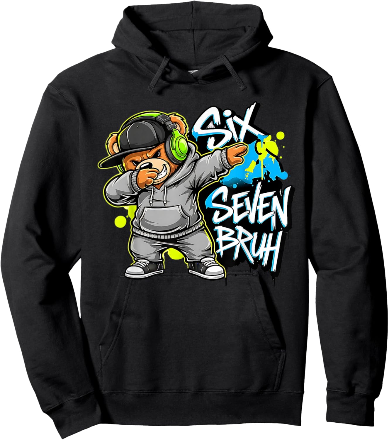 67 Funny Kids Meme Gen Alpha 6 7 Slang Six Seven Bruh Hoodie - Hoodie | Black