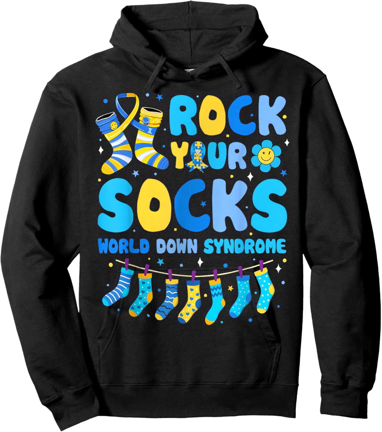 Rock Your Socks World Down Syndrone Awareness Men Women Kids Hoodie - Hoodie | Black