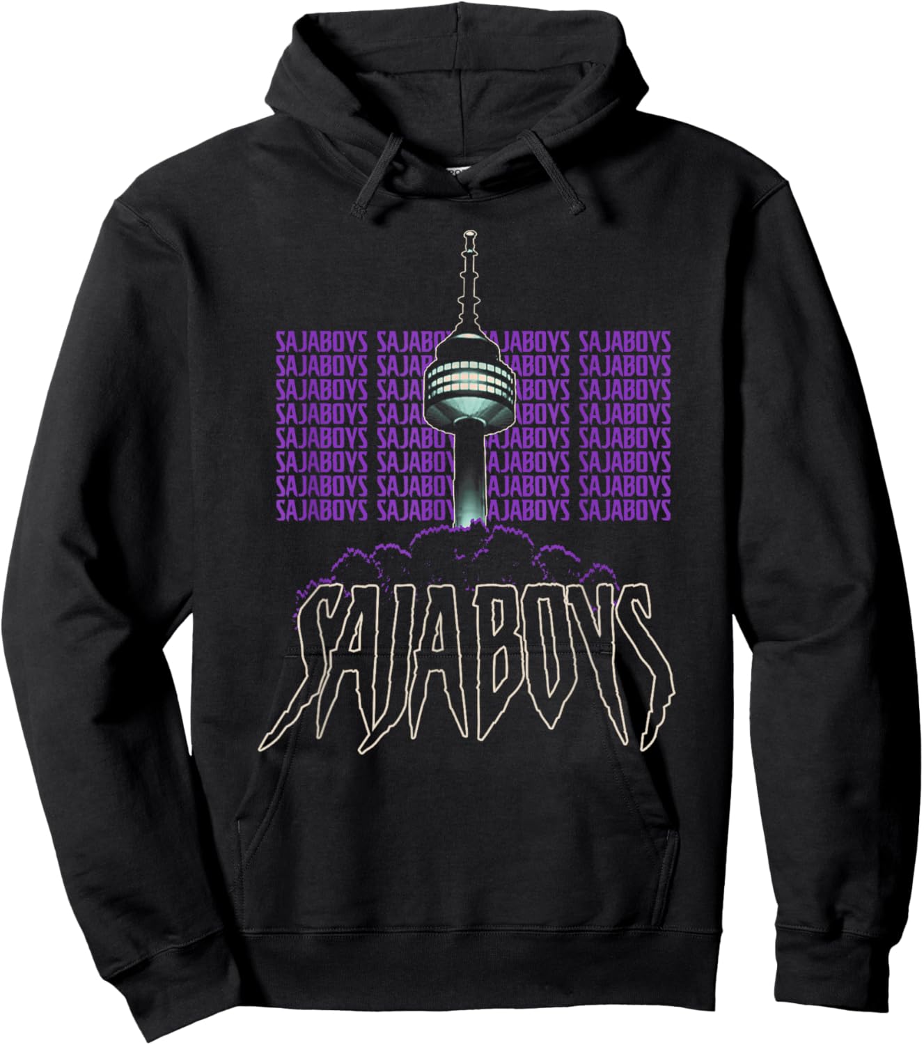 Kpop Demon Hunters Halloween Saja Boys Namsan Tower Hoodie - Hoodie | Black