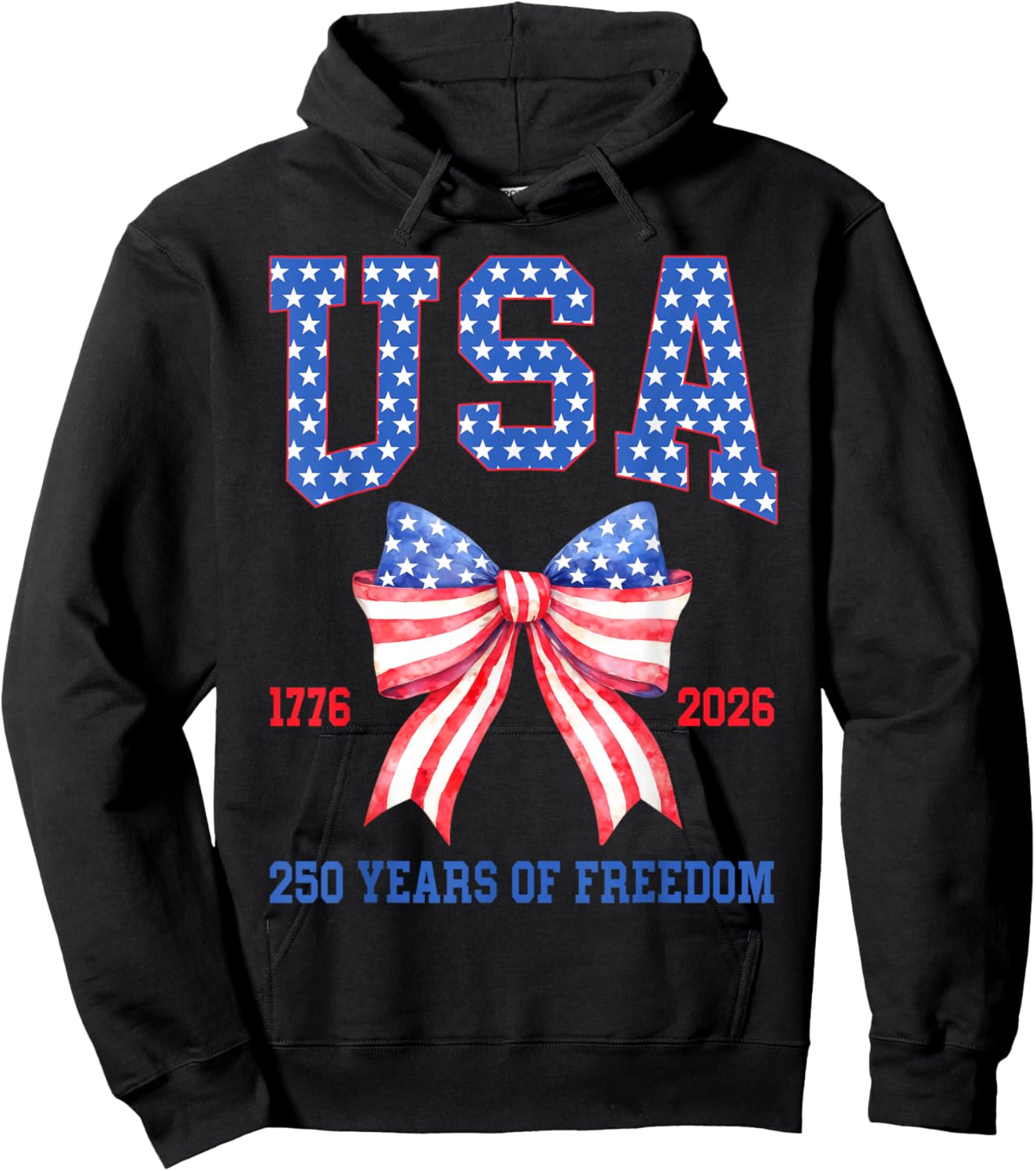 USA 250 Years of Freedom 1776 2026 Happy 4th of July Hoodie - Hoodie | Black