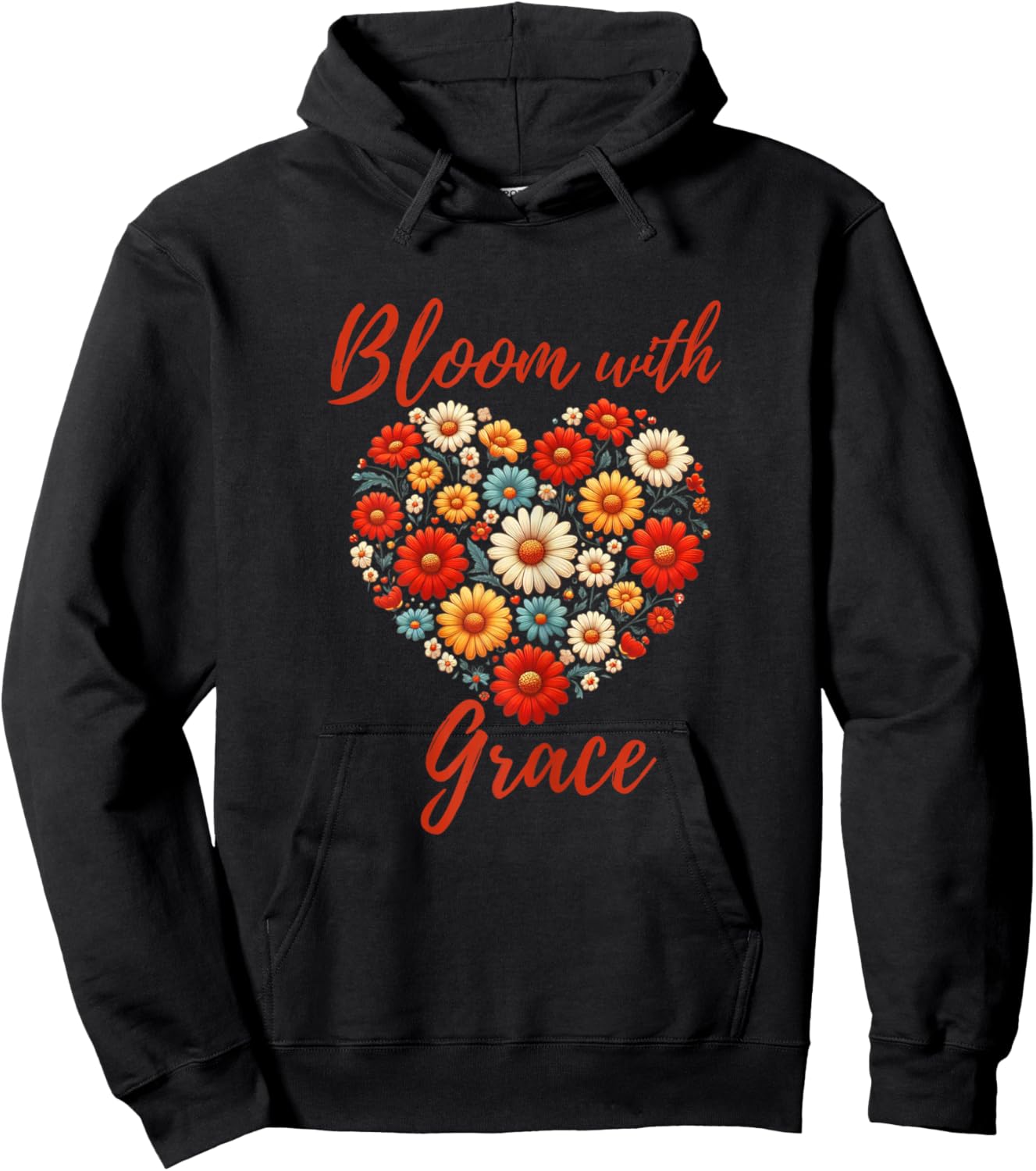 Christian Positive Florals Inspiring Uplifting Faith-Based Hoodie - Hoodie | Black